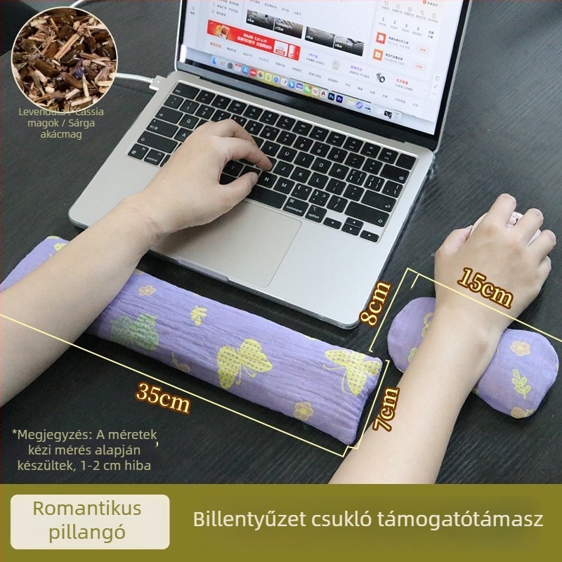 Egércsukló alátámasztó párna Mugwort és levendulával, textil anyag, japán minimalist stílus, csukló támogatás
