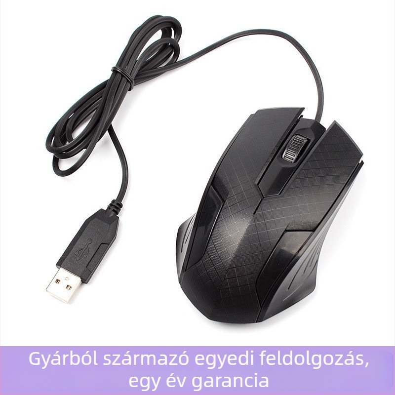 USB-s vezetékes gamer egér, 1000 DPI, 3 gomb, 1,3 m kábel, ergonómikus