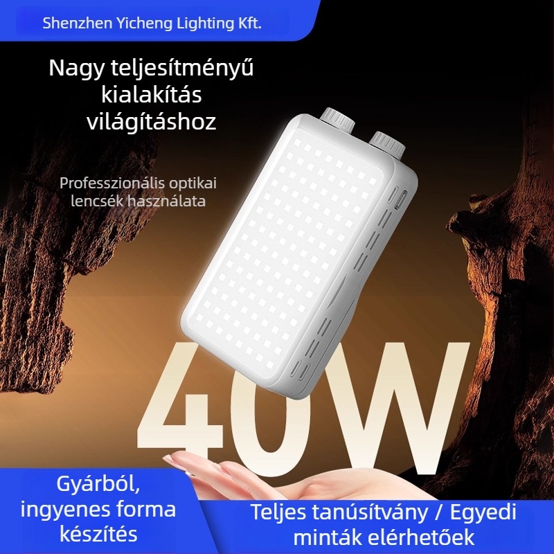 Fotózás fill lámpa – zsebméretű, kézi, 40W, 3 színhőmérséklet, 7.4V, YM-40