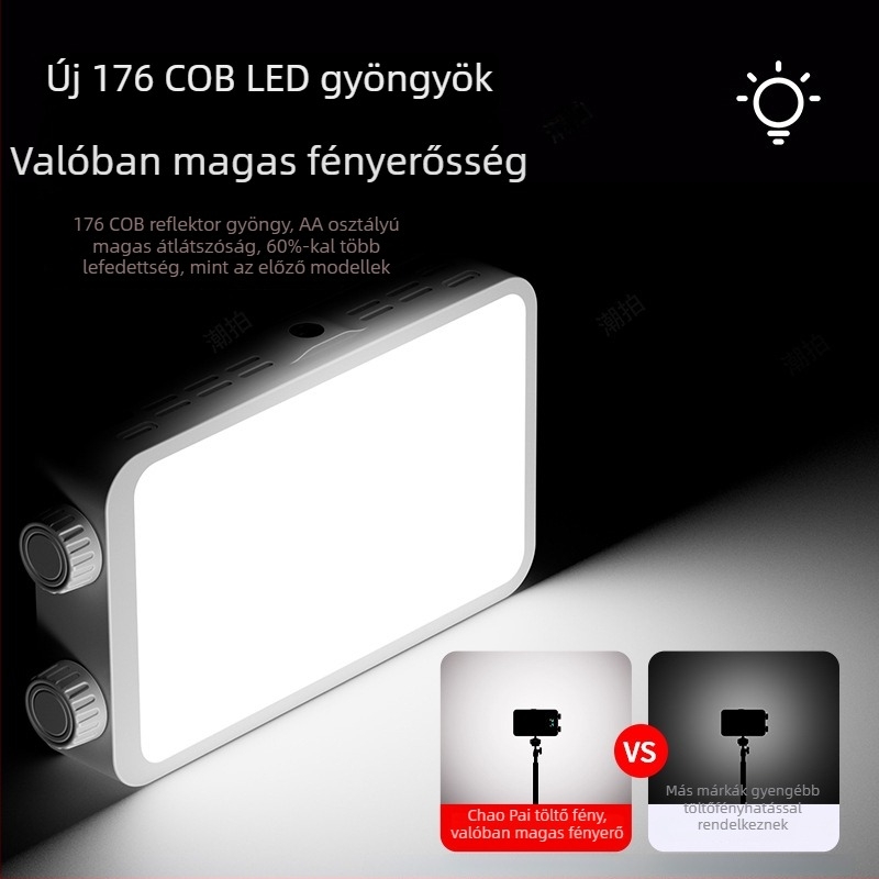 Fotózás fill lámpa – zsebméretű, kézi, 40W, 3 színhőmérséklet, 7.4V, YM-40