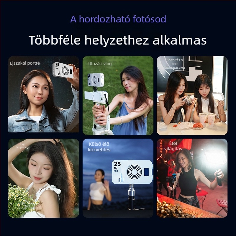 Fotózás fill lámpa – zsebméretű, kézi, 40W, 3 színhőmérséklet, 7.4V, YM-40
