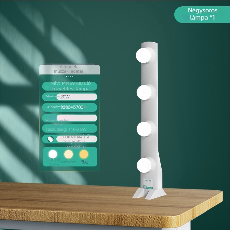 Irodai LED töltőfény négy soros LED-del — arcfény, lágy fény (28W, 110–220V, kényelmes)