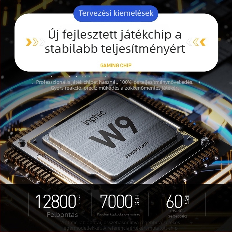 W9 vezetékes mechanikus gaming egér makróprogramozással, 7 gomb, USB, optikai érzékelő