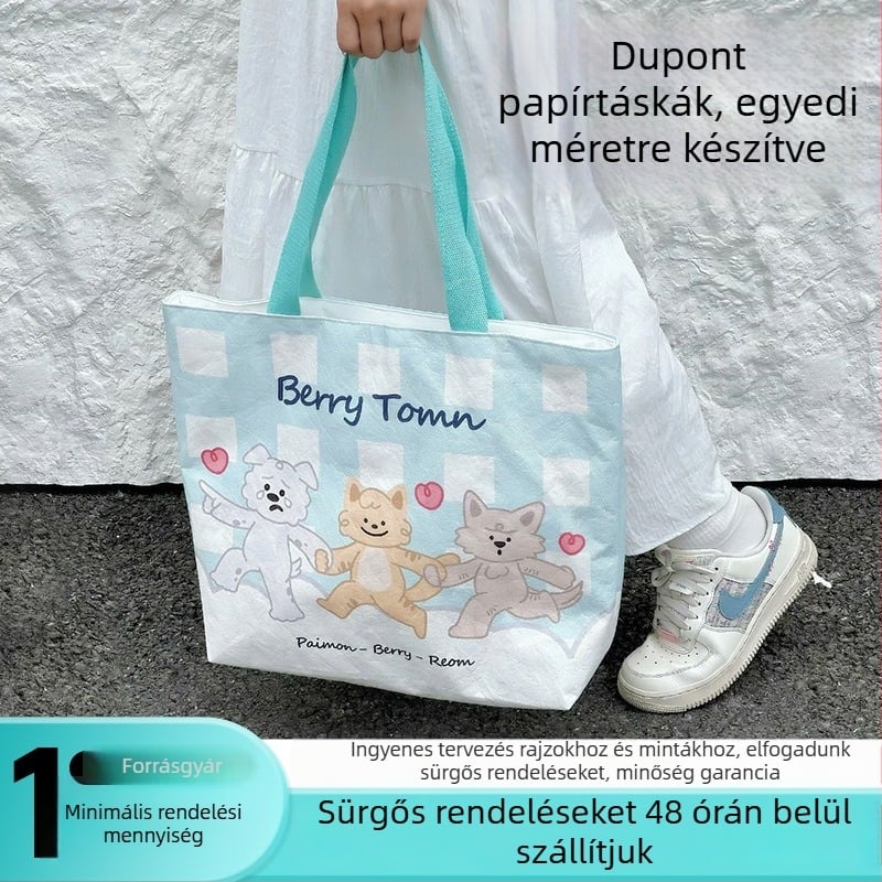 Vízálló DuPont papírtáska egyéni logóval, UV nyomtatás, bevásárlótáska