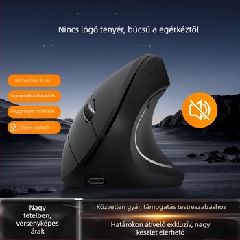 Vertikális vezeték nélküli újratölthető optikai egér, 2,4 GHz, 1600dpi, 6 gomb, USB interfész (G7043)