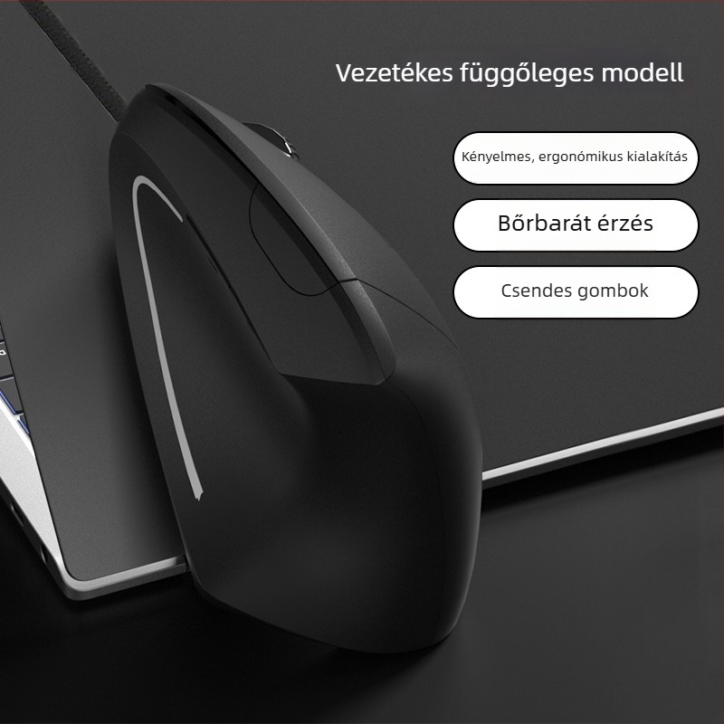 Vertikális vezeték nélküli újratölthető optikai egér, 2,4 GHz, 1600dpi, 6 gomb, USB interfész (G7043)