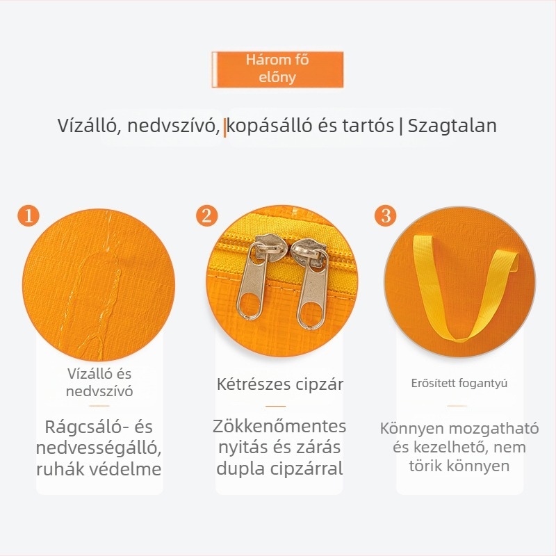 Költöztető csomagoló táska — nagy kapacitású, kubus alakú, PE szövött anyag, összecsukható, quilt tárolására (Modell 01b1594)