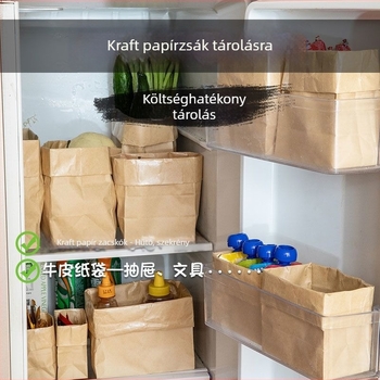 Kocka alakú vastag étkezési minőségű Kraft papírzsák tároláshoz, olaj- és vízálló