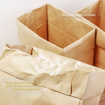 Kocka alakú vastag étkezési minőségű Kraft papírzsák tároláshoz, olaj- és vízálló