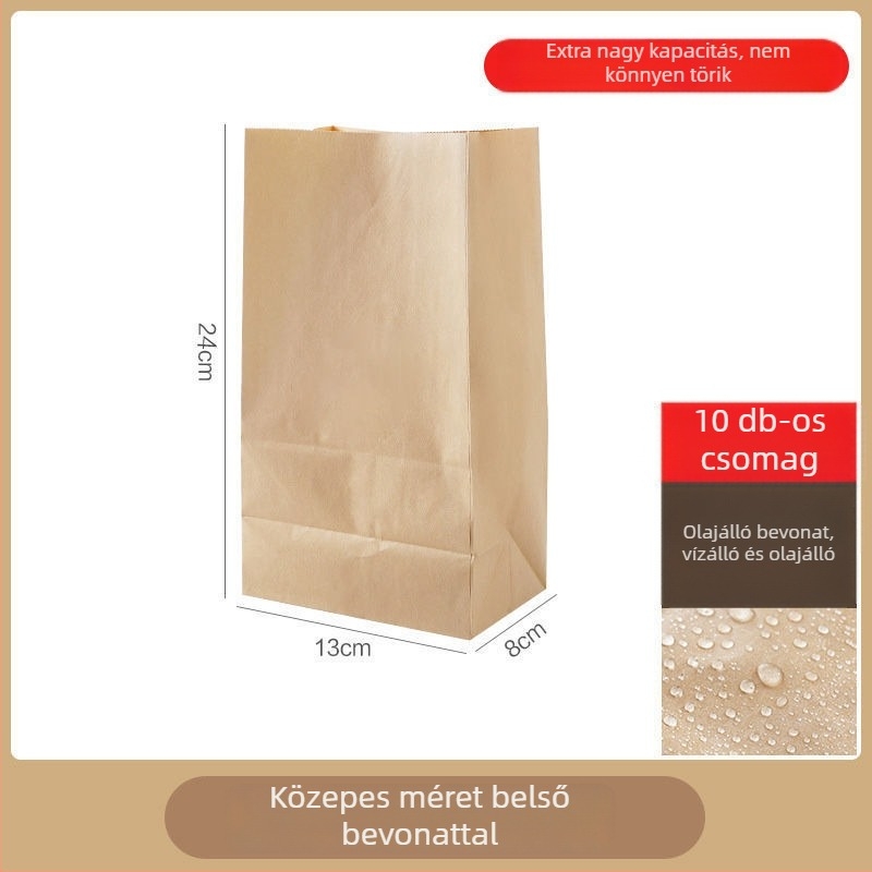 Kocka alakú vastag étkezési minőségű Kraft papírzsák tároláshoz, olaj- és vízálló