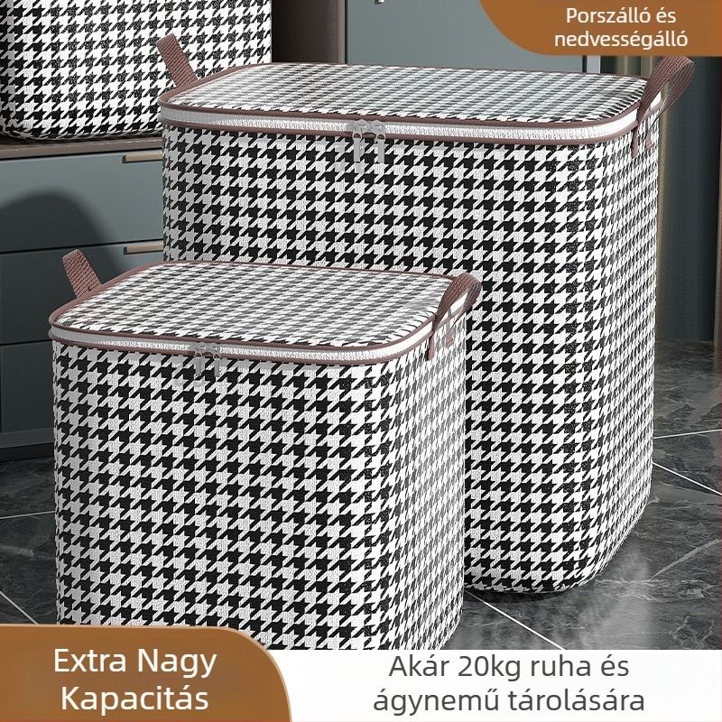 Paplan tároló táska, kocka alakú, nem szőtt anyag, többfunkciós, hálószobai tárolás