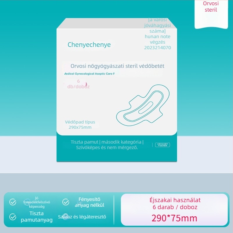 Morning Industry orvosi minőségű nőgyógyászati steril ápoló betét, tiszta pamut, lélegző, nappali- és éjszakai használatra