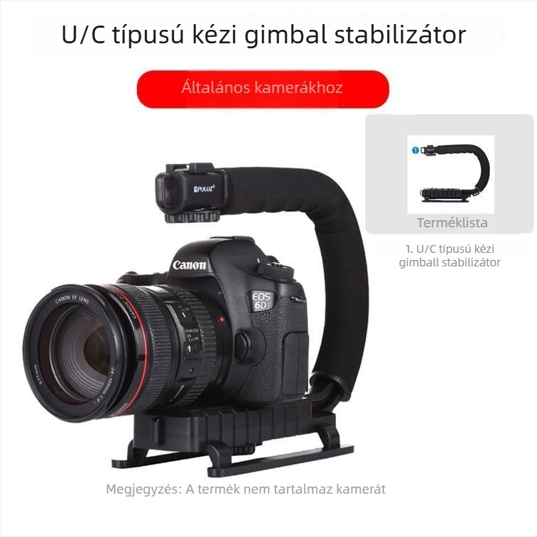 Yancai kézi kamera stabilizátor U-alakú egyensúlyállvánnyal és L-kerettel DSLR fotózáshoz, C-típusú remegéscsökkentő