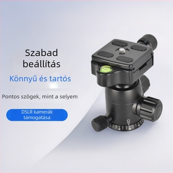 Alumíniumötvözet gömbfej állványhoz, 360° panoráma, 90° dőlés, 400 g tömeg, menetes csatlakozás