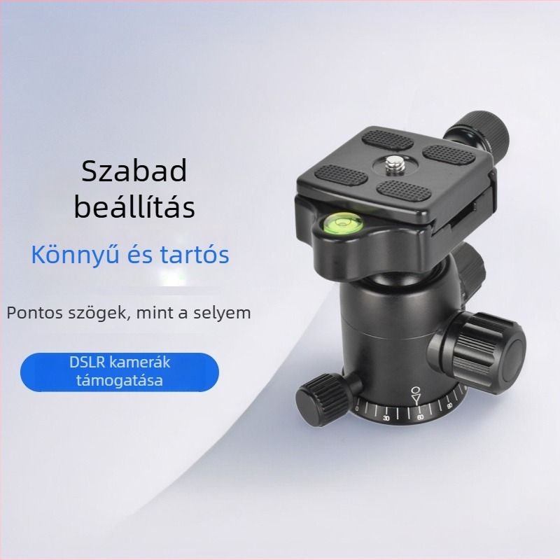Alumíniumötvözet gömbfej állványhoz, 360° panoráma, 90° dőlés, 400 g tömeg, menetes csatlakozás