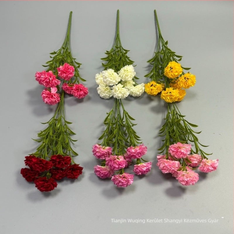 7 fejű mesterséges szegfű virág, selyem virág, domborított stílus – esküvők, szabadtéri rendezvények, fotórekvizitek és otthoni dekoráció