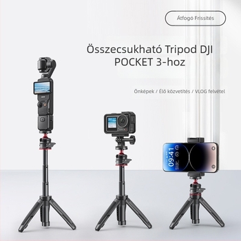 Pocket 3 Kinyúló Mini Tripod – 3-szekciós teleszkópos kézi állvány DJI Action 5 Pro/4/3-hoz, ABS+Fém, gömbfej, terhelés 2–5 kg