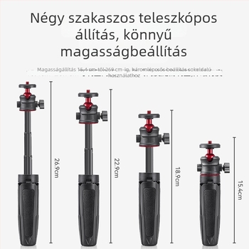 Pocket 3 Kinyúló Mini Tripod – 3-szekciós teleszkópos kézi állvány DJI Action 5 Pro/4/3-hoz, ABS+Fém, gömbfej, terhelés 2–5 kg