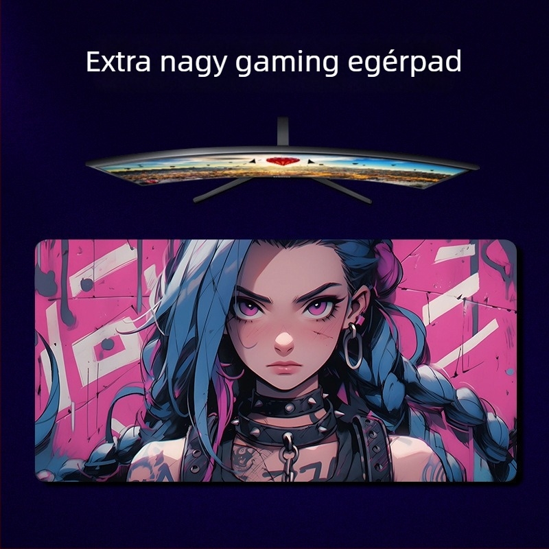 Nagy e-sport egérpad Jinx dizájnnal – gumi, csúszásmentes, nyomtatás, modell Mp-0532