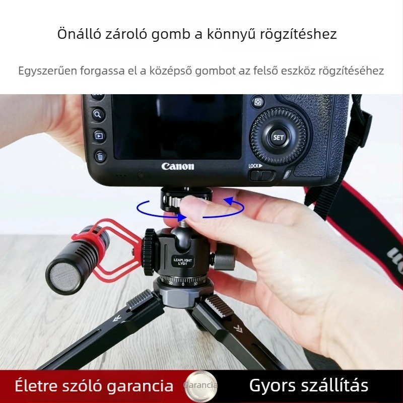 Fém univerzális forgó telefontartó tripod mobiltelefonhoz — alumíniumötvözet, univerzális stílus, általános célú modell, típus: egyéb, testreszabás nem támogatott