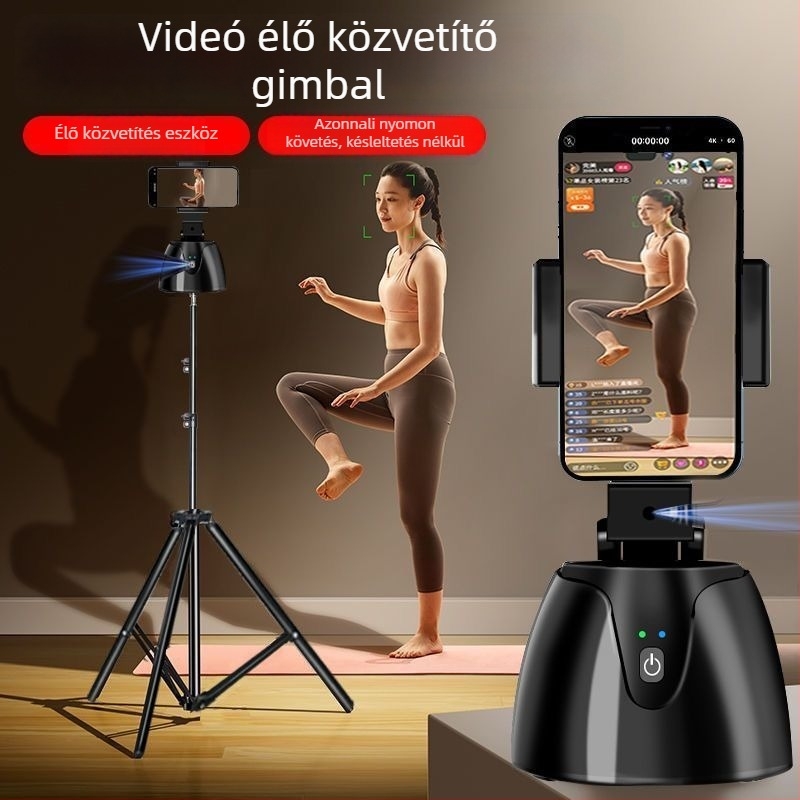 Univerzális okostelefonhoz tartozó háromlábú gömbfej, műanyag test, márka Gacas, Bound APP telepítés