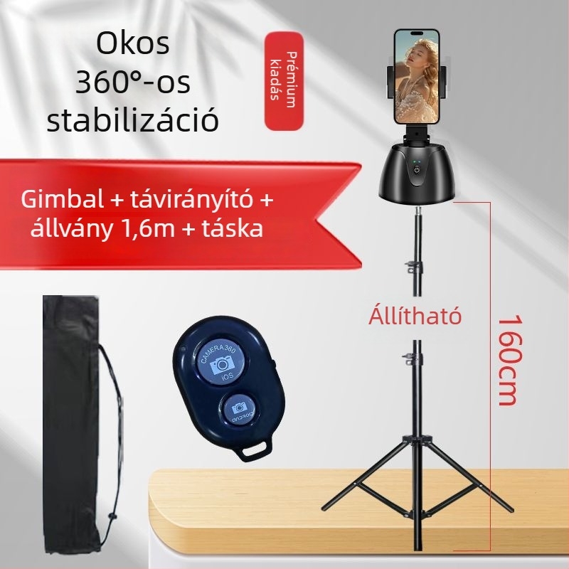 Univerzális okostelefonhoz tartozó háromlábú gömbfej, műanyag test, márka Gacas, Bound APP telepítés