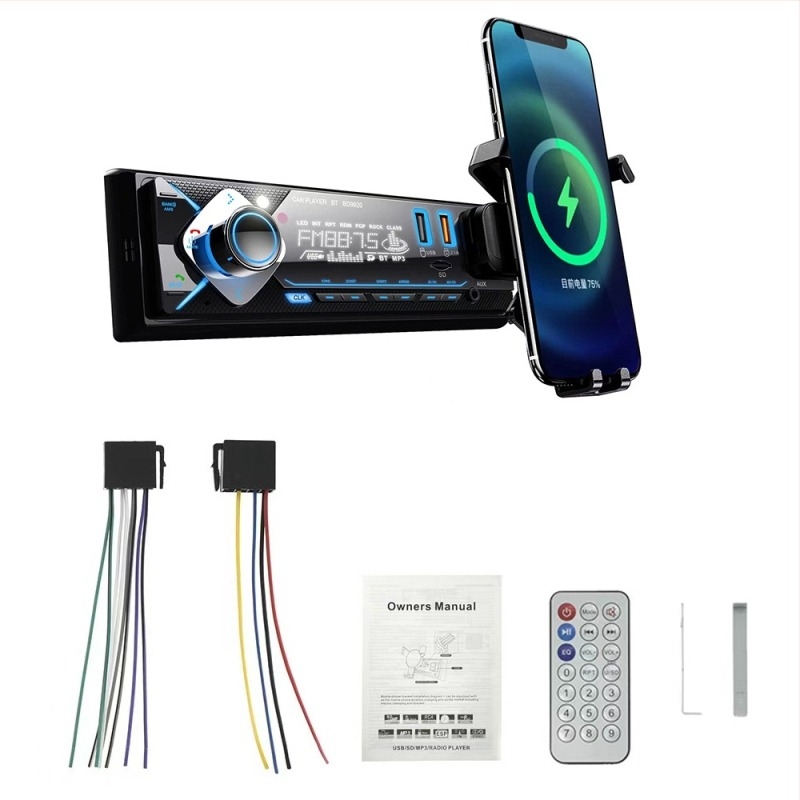 Autóba készülékbe való MP3 lejátszó Bluetooth-kal és FM rádióval, USB/SD-kártya, 260000 színű kijelző, 12V DC interfész