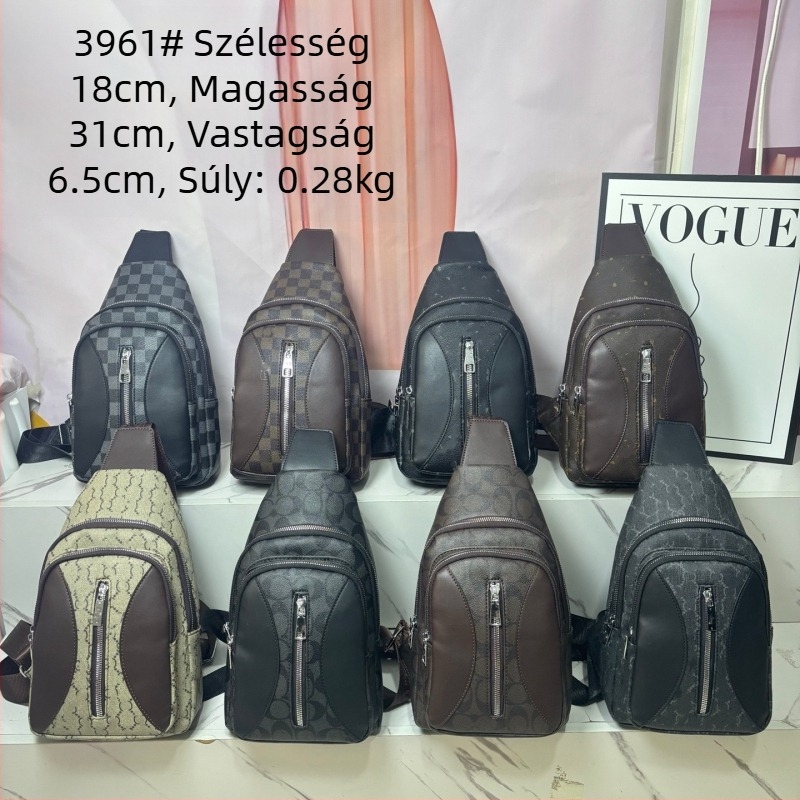 Női crossbody táska városi minimalist stílusban, PU bőr, belső poliészter bélés, zipzáras zárás, belső zsebek a telefonhoz és azonosítóhoz.