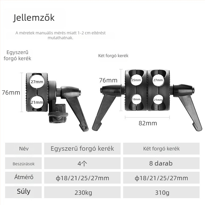 Zhijie fényképező lámpa tartó adapter univerzális kerékkel, cantilever forgó platform és keresztkar (310 g)