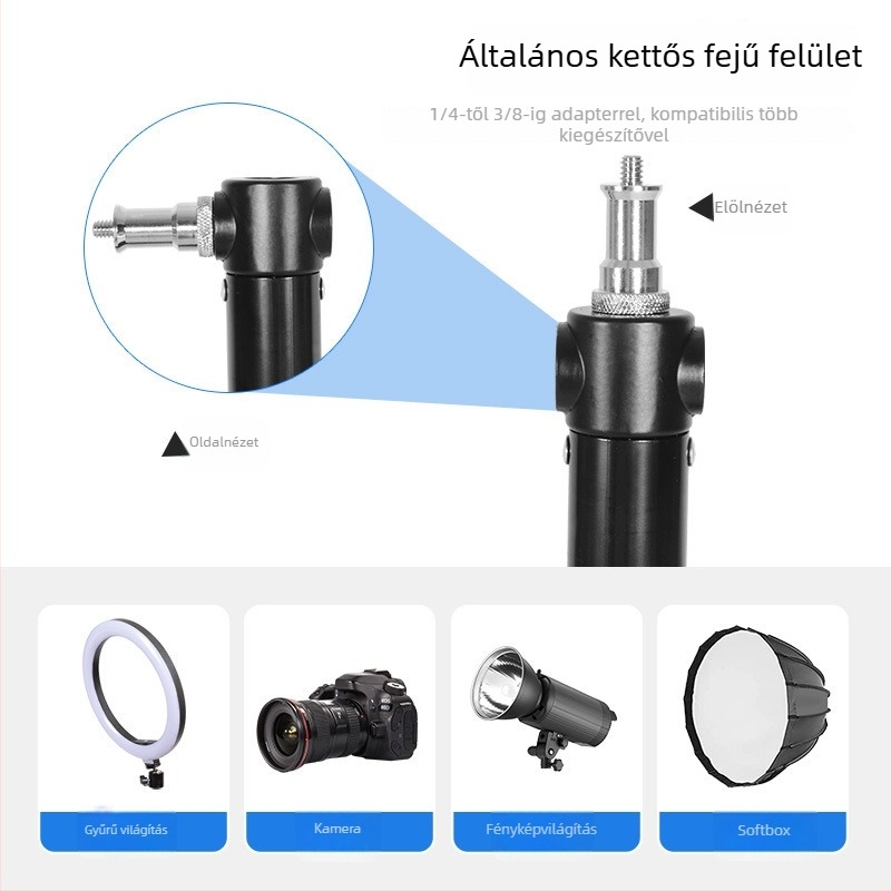 Fényképészeti mennyezeti világítási tartó 2-szintes teleszkóppal — teherbírás 5 kg, munkamagasság 130–180 cm, csőátmérő 30/35 mm