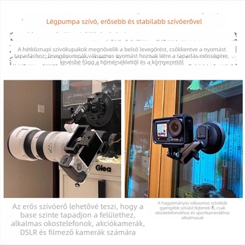 Vákuumos autós tartó, többfunkciós bővítőkar telefonhoz, akciókamerához és tükör nélküli kamerához