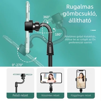 Asztali telefon-tartó, állítható, ABS anyagból, egyszerű dizájn, fotózáshoz és élő közvetítéshez