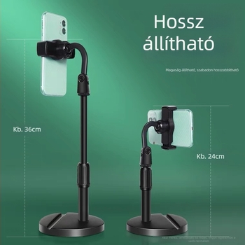 Asztali telefon-tartó, állítható, ABS anyagból, egyszerű dizájn, fotózáshoz és élő közvetítéshez