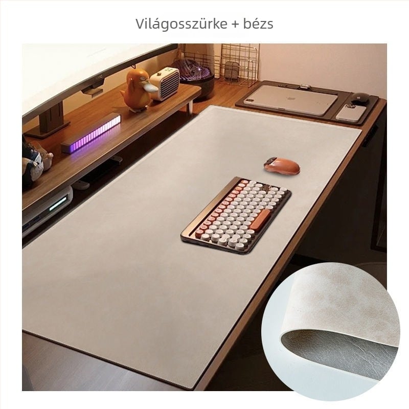 Nagy bőr asztali pad, fényes felület, egyszínű, gaming matrac