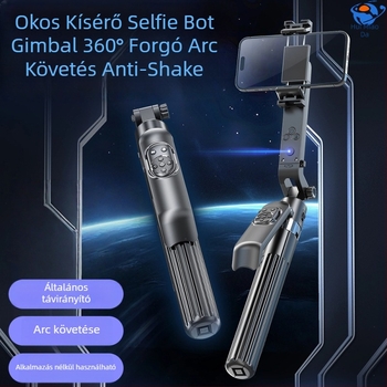Intelligens követővel ellátott szelfi bot 360°-os forgással, arckövetés, rezgésmentes gimbal, alumínium ötvözet, Bluetooth távirányító