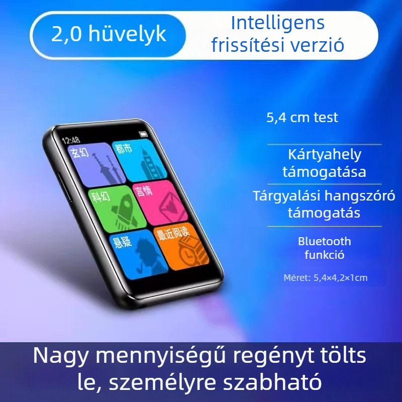 E-könyv olvasó Bluetooth MP3-lejátszóval, autó cigarettagyújtó tápellátással, modell T8, 128MB tárhely, autó MP3-interfész; csomag tartalmaz töltőt és Bluetooth fejhallgatót