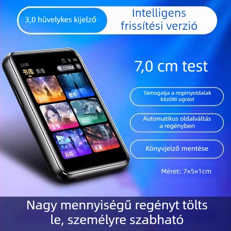E-könyv olvasó Bluetooth MP3-lejátszóval, autó cigarettagyújtó tápellátással, modell T8, 128MB tárhely, autó MP3-interfész; csomag tartalmaz töltőt és Bluetooth fejhallgatót