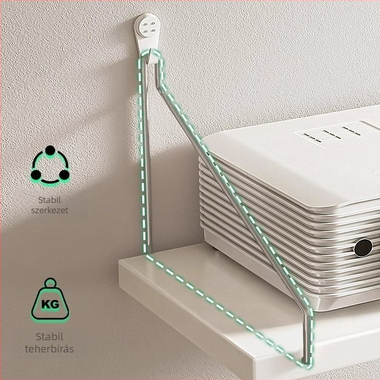 Projektor falikonzol – fúrás nélküli, falra szerelhető polc éjjeliszekrényhez és nappaliba, testreszabható munkamagasság