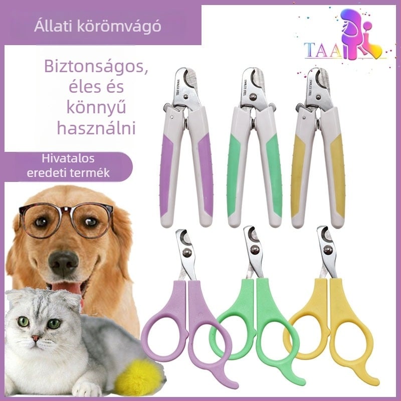 TAA márkájú kisállat körömvágó olló — rozsdamentes acél penge, műanyag nyél, 12 darabos csomag, kutyáknak