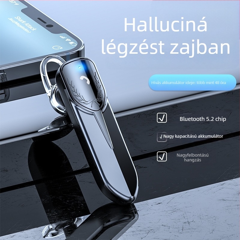 Vezeték nélküli Bluetooth fülhallgató függő kivitelben, 10 m hatótávolság, üzemidő >8 óra, IPX3 vízálló, Bluetooth 5.0