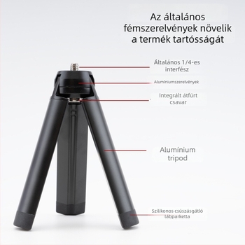Alumínium ötvözetből készült háromlábú állvány gömbfejjel, 3 részes, teherbírás max 2 kg, súly 152 g