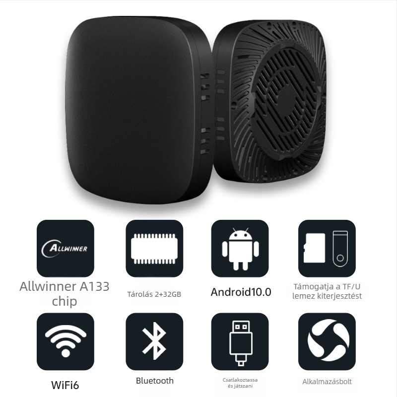 Android 10-es vezeték nélküli CarPlay modul autóhoz, kétmagos processzor, 2GB RAM, 32GB ROM, USB interfész, modell A133