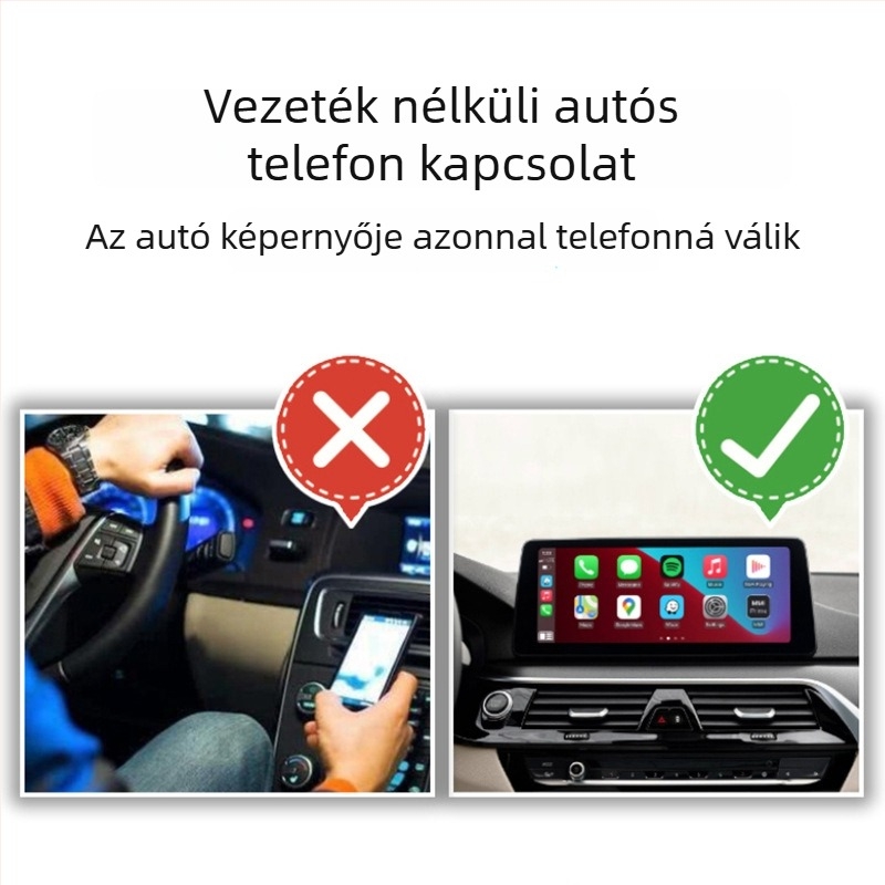 Android 10-es vezeték nélküli CarPlay modul autóhoz, kétmagos processzor, 2GB RAM, 32GB ROM, USB interfész, modell A133