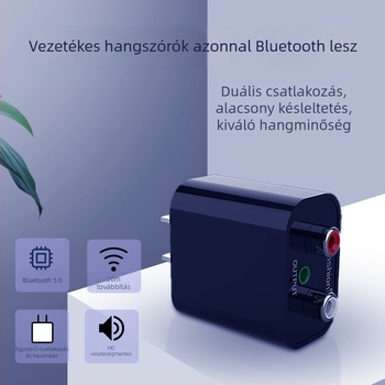 Bluetooth audió vevő hangszórókhoz — Bluetooth 5.2, 8+ órás üzemidő, autóban hands-free mód