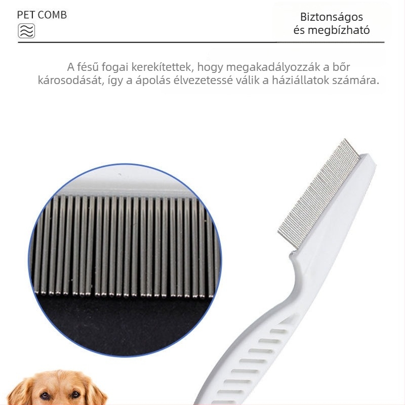 Pet Doff kutya fésű – műanyag + rozsdamentes acél, modell 2208CGSF0133-CDF, sűrű fogazatú fésű, 200 darab