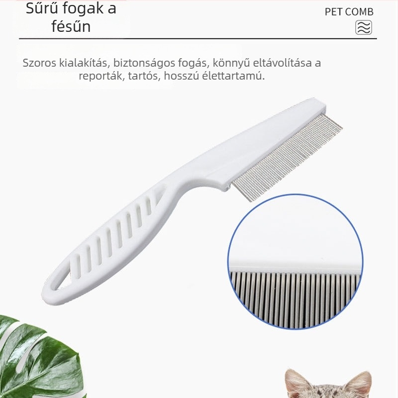 Pet Doff kutya fésű – műanyag + rozsdamentes acél, modell 2208CGSF0133-CDF, sűrű fogazatú fésű, 200 darab