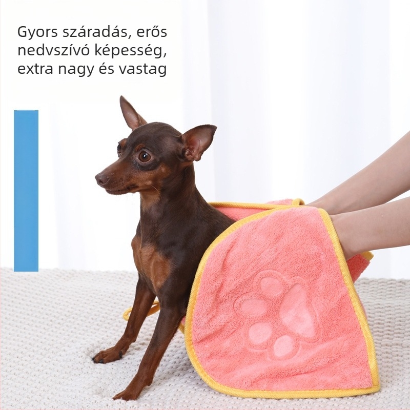 Zseb-stílusú kutyafürdető törölköző kesztyű – nedvszívó korall-flíz mikroszálas anyag, márka BAIJIE, kutyáknak, 100 db