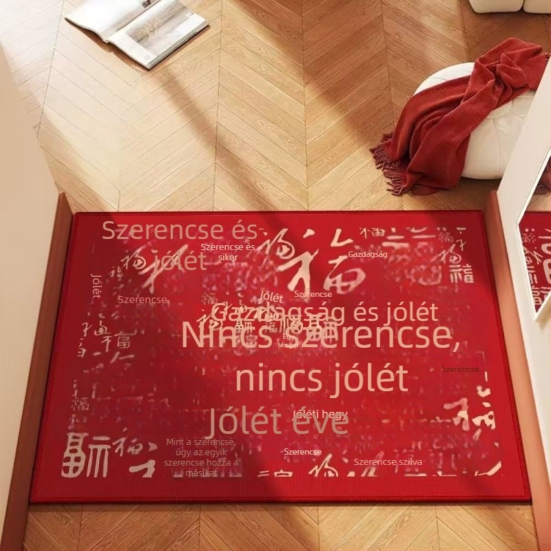 Piros négyzet alakú bejárati szőnyeg, csúszásmentes, diatomit anyagból