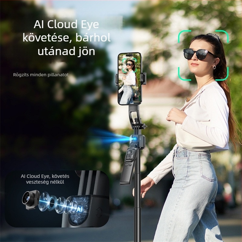CYKE Élő közvetítéshez készült telefonállvány, háromlábú, gimbal stabilizátor és arcfelismerés, ötvözet, univerzális