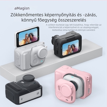Amagisn szilikon védőtok Insta360 GO Ultrahoz – TF15/TF16/TF17 kompatibilis, tartalmaz lencsevédőt, nyakpántot, lencsetakaró zsinórt és logó matricát
